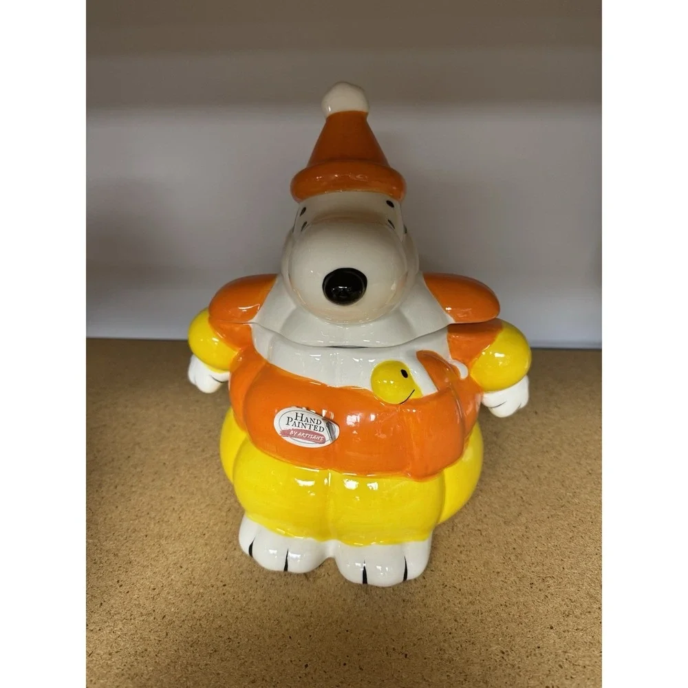 Peanuts Snoopy Woodstock Halloween Candy Corn Puffer Jacket Cookie Jar Canister